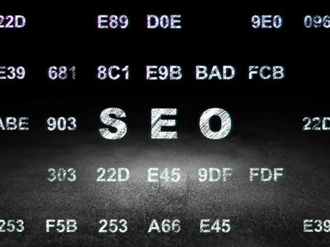 Web design concept: SEO in grunge dark room 스톡 일러스트