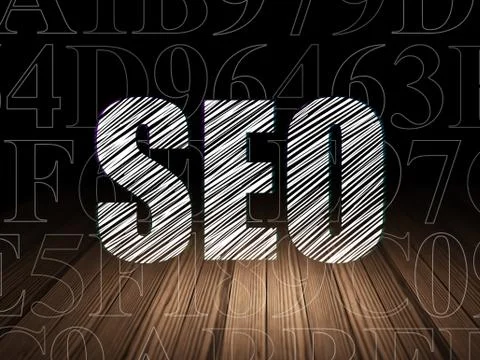 Web design concept: SEO in grunge dark room イラスト素材