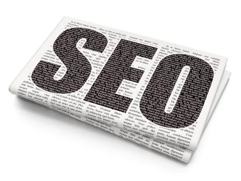 Web design concept: SEO on Newspaper background Illustration