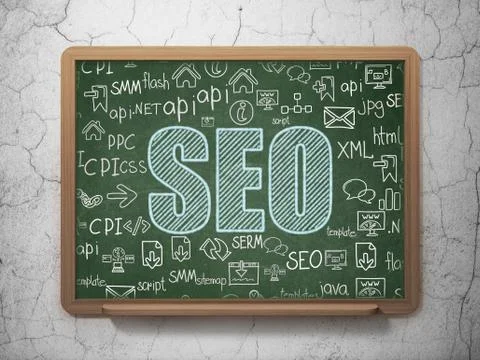 Web design concept: SEO on School board background Illustrazione stock
