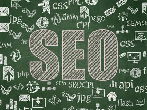 Web design concept: SEO on School board background Stockillustratie