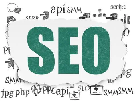 Web design concept: SEO on Torn Paper background Illustrazione stock