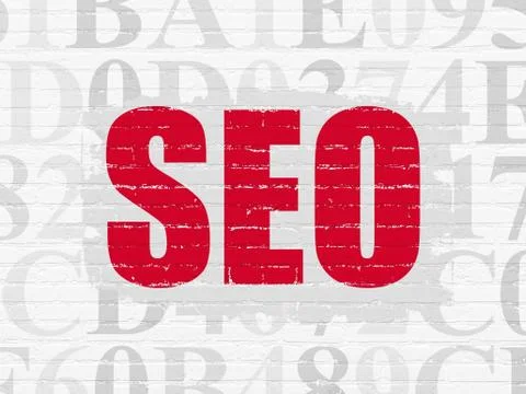 Web design concept: SEO on wall background Stock Illustration