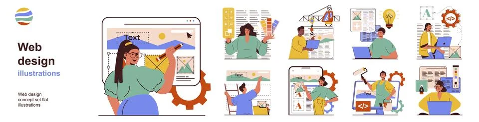 Web design concept set 스톡 일러스트