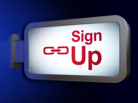 Web design concept: Sign Up and Link on billboard background 스톡 일러스트