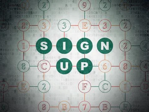 Web design concept: Sign Up on Digital Data Paper background イラスト素材