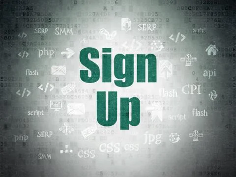 Web design concept: Sign Up on Digital Data Paper background イラスト素材