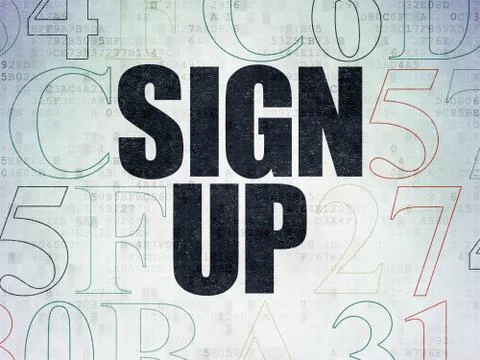 Web design concept: Sign Up on Digital Data Paper background 스톡 일러스트