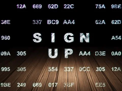 Web design concept: Sign Up in grunge dark room Stockillustratie