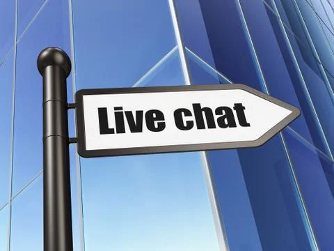Web design concept: sign Live Chat on Building background 스톡 일러스트