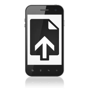 Web design concept: Smartphone with Upload on display Stock Illustration
