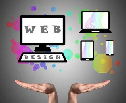 Web design concept sustained by open hands Stock Photos