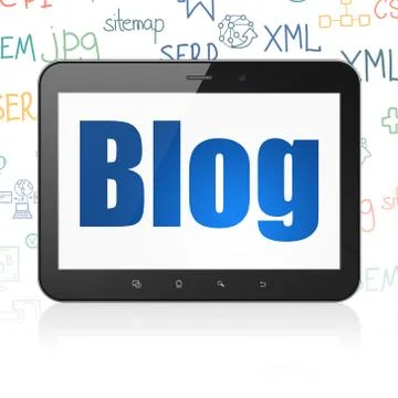 Web design concept: Tablet Computer with Blog on display Illustrazione stock