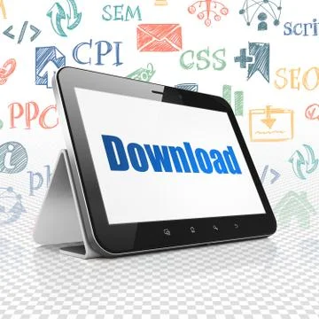 Web design concept: Tablet Computer with Download on display Stock Illustration