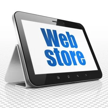 Web design concept: Tablet Computer with Web Store on display 스톡 일러스트