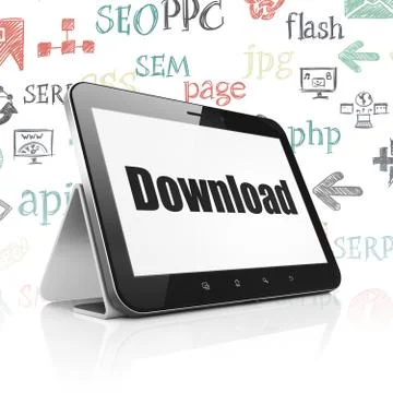 Web design concept: Tablet Computer with Download on display Stock Illustration