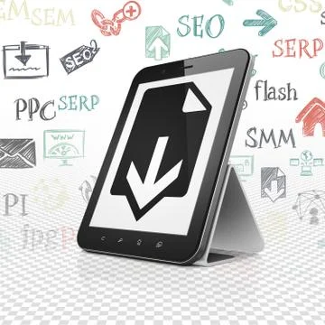 Web design concept: Tablet Computer with Download on display Stock Illustration