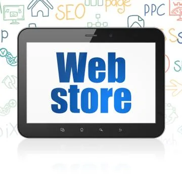 Web design concept: Tablet Computer with Web Store on display Illustrazione stock