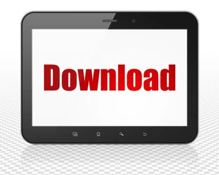 Web design concept: Tablet Pc Computer with Download on display 스톡 일러스트