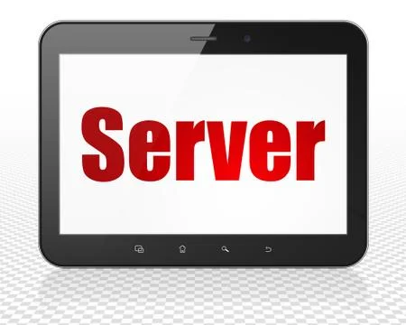 Web design concept: Tablet Pc Computer with Server on display Stock-Illustration