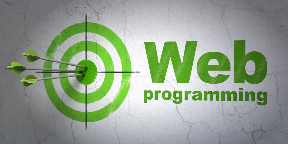 Web design concept: target and Web Programming on wall background 스톡 일러스트