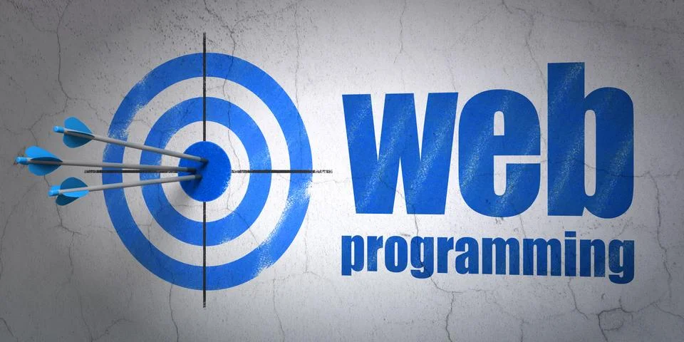 Web design concept: target and Web Programming on wall background Illustrazione stock