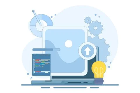 Web Design Concept, ui ux and programmer with computer. Illustrazione stock