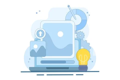 Web Design Concept, ui ux and programmer with computer, software development. Stock-Illustration
