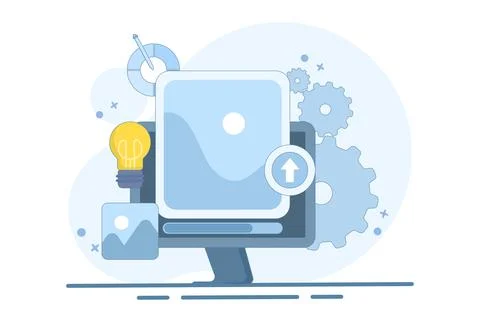 Web Design Concept, ui ux and programmer with computer, software development. Stock-Illustration