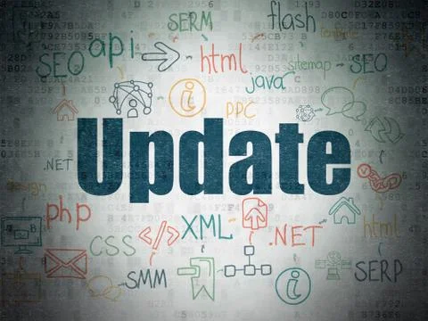 Web design concept: Update on Digital Data Paper background Stock Illustration