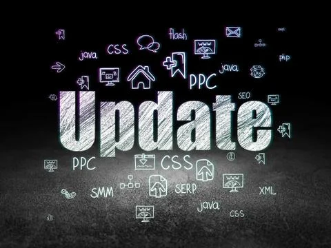 Web design concept: Update in grunge dark room 스톡 일러스트