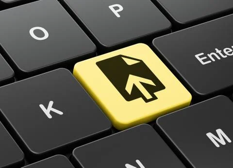Web design concept: Upload on computer keyboard background Illustrazione stock