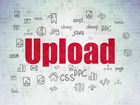 Web design concept: Upload on Digital Data Paper background Stock Illustration