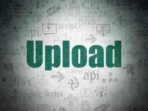 Web design concept: Upload on Digital Data Paper background Illustrazione stock