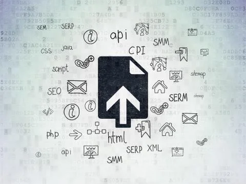 Web design concept: Upload on Digital Data Paper background Stock Illustration