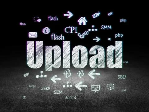 Web design concept: Upload in grunge dark room Stockillustratie