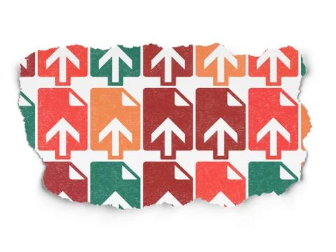 Web design concept: Upload icons on Torn Paper background Illustrazione stock