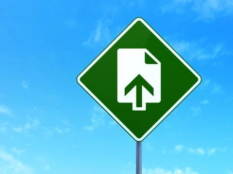 Web design concept: Upload on road sign background Stock Illustration