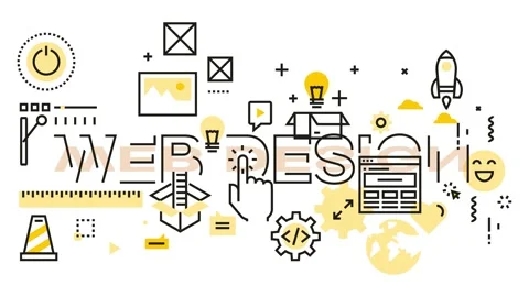 Web design concept with various icons. Stock Footage 340282493