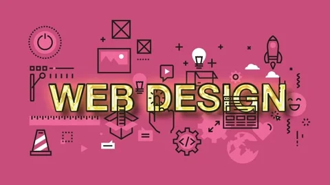 Web design concept with various icons on animated look. Stock Footage 340282634