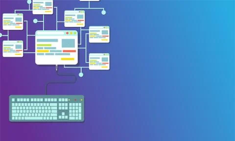 Web design concept vector flat illustration design. Page website building pro Stock Illustration