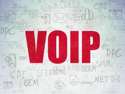 Web design concept: VOIP on Digital Data Paper background Illustrazione stock