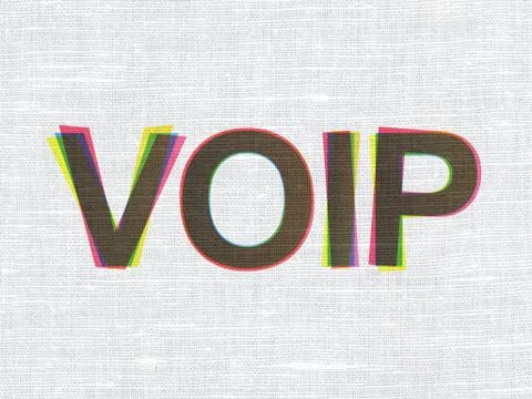 Web design concept: VOIP on fabric texture background Stock Illustration