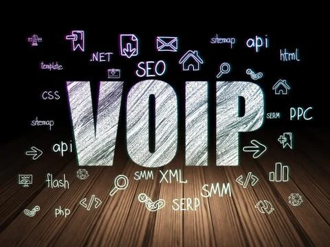 Web design concept: VOIP in grunge dark room Stockillustratie