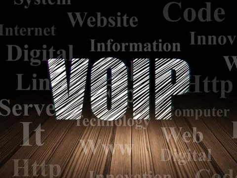 Web design concept: VOIP in grunge dark room 스톡 일러스트