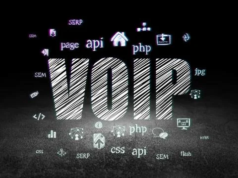 Web design concept: VOIP in grunge dark room イラスト素材