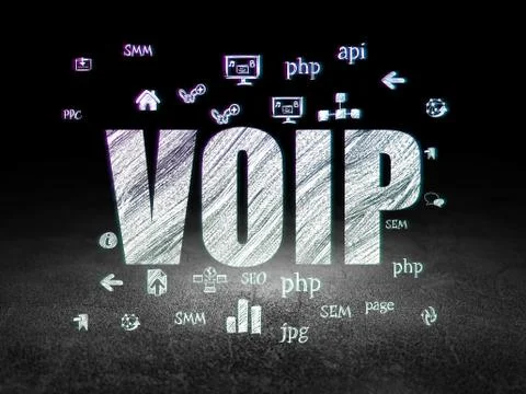 Web design concept: VOIP in grunge dark room イラスト素材