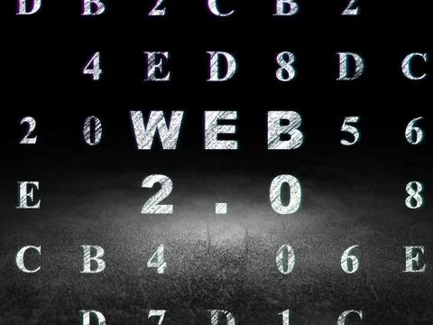 Web design concept: Web 2.0 in grunge dark room Stockillustratie