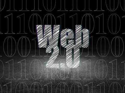 Web design concept: Web 2.0 in grunge dark room 스톡 일러스트