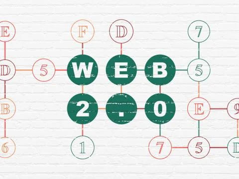 Web design concept: Web 2.0 on wall background Stock Illustration